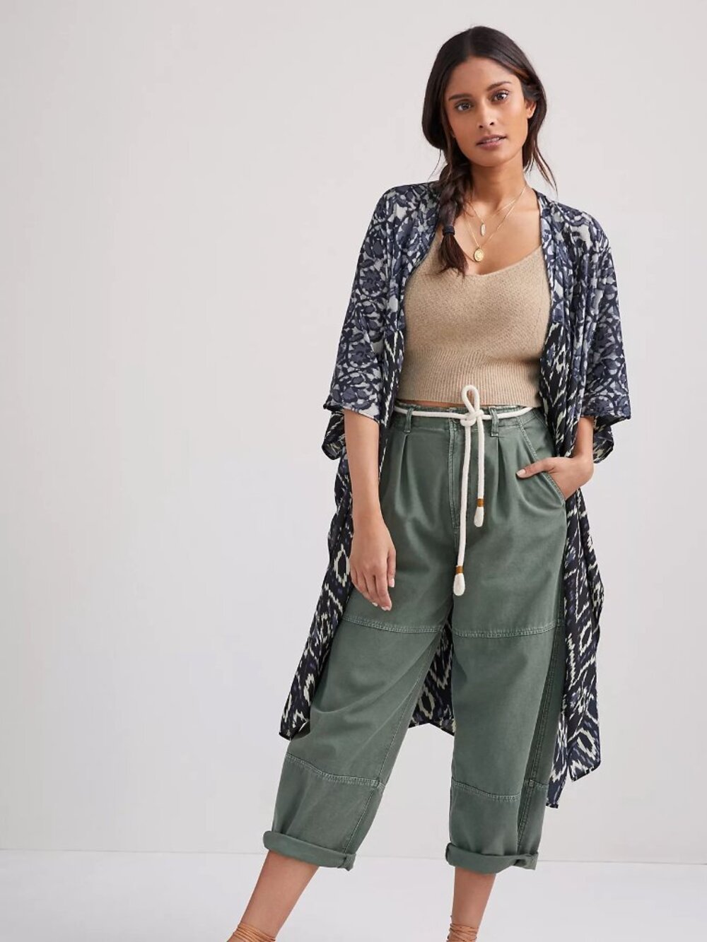EUC Anthropologie Midnight Ikat Kimono, Size All